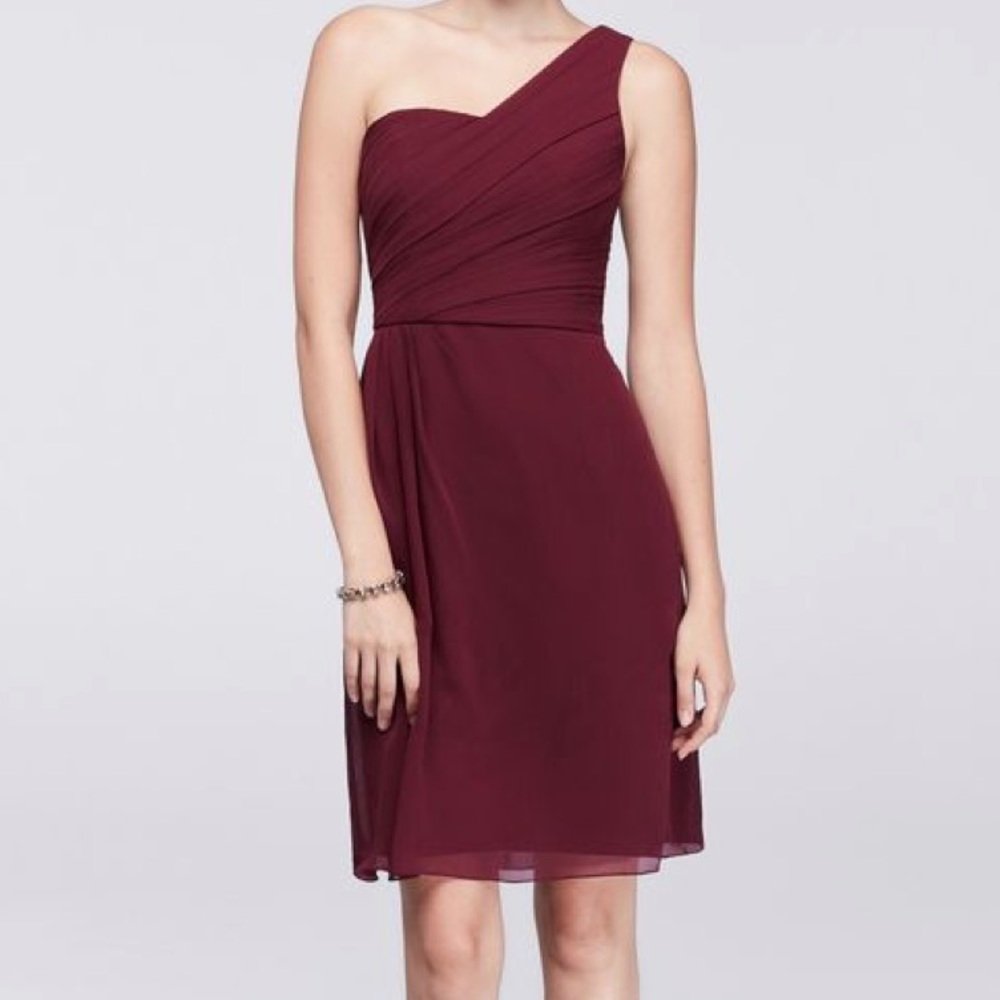 David’s Bridal One Shoulder Burgundy/Wine Dress